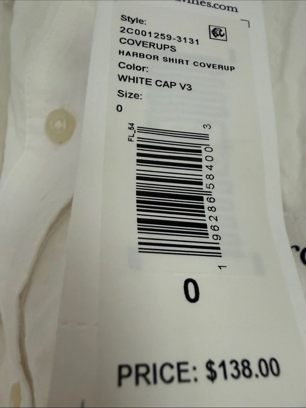 Vineyard Vines Cream Long-Sleeve Casual Button-Down Shirt/cover up or dress. - Picture 3 of 4